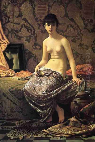 Roman Model Posing Oil Painting by Elihu Vedder