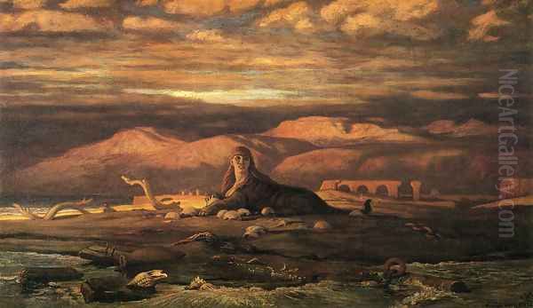 The Sphinx of the Seashore (1879-80) Oil Painting by Elihu Vedder