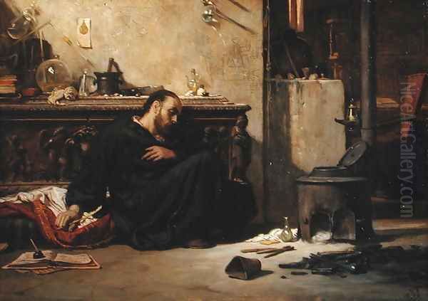 The Dead Alchemist 1868 Oil Painting by Elihu Vedder