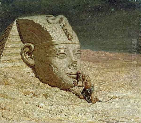 Listening to the Sphinx (1863) Oil Painting by Elihu Vedder