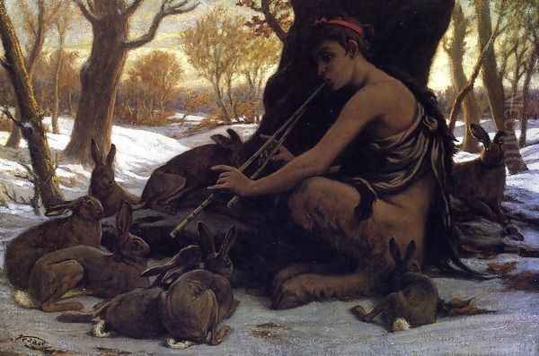 Marsyas Enchanting the Hares Oil Painting by Elihu Vedder