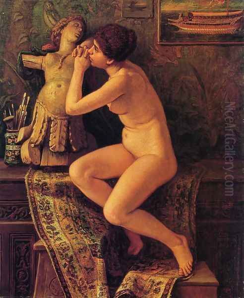 The Venetian Model Oil Painting by Elihu Vedder