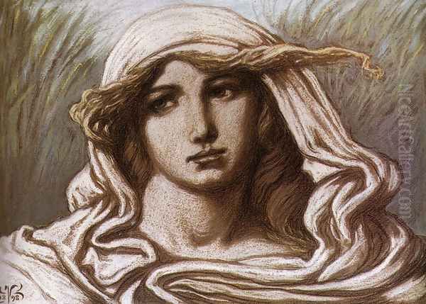 Head of a Young Woman 1898 Oil Painting by Elihu Vedder