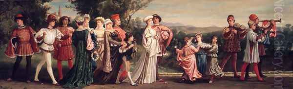 Wedding Procession 1872-1875 Oil Painting by Elihu Vedder