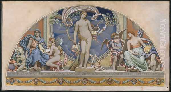 Rome, Representative of the Arts: design for decoration in Bowdoin College, 1894 Oil Painting by Elihu Vedder