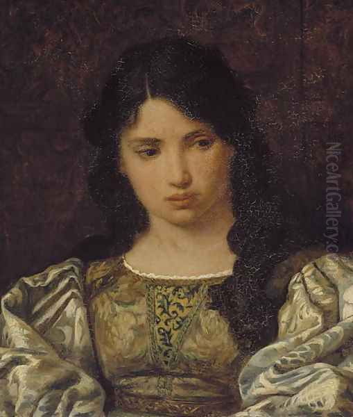 Eugenia: Head of a Roman Girl, 1879 Oil Painting by Elihu Vedder