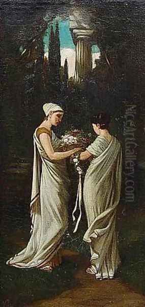 Greek Maidens Oil Painting by Elihu Vedder