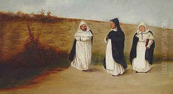 The Three Monks Oil Painting by Elihu Vedder