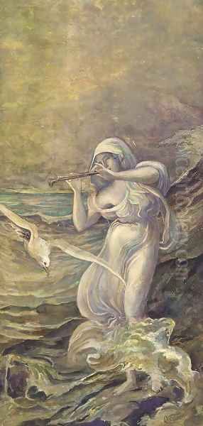 Sea Nymph Oil Painting by Elihu Vedder