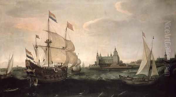 Dutch Ships in Front of the Danish Coast, 1612 Oil Painting by Cornelis Hendricksz. The Younger Vroom