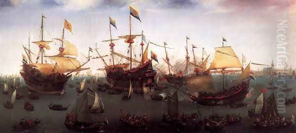 The Return in Amsterdam of the Second Expedition to the East Indies Oil Painting by Cornelis Hendricksz. The Younger Vroom