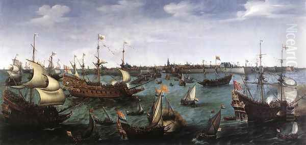 The Arrival at Vlissingen of the Elector Palatinate Frederic V Oil Painting by Cornelis Hendricksz. The Younger Vroom