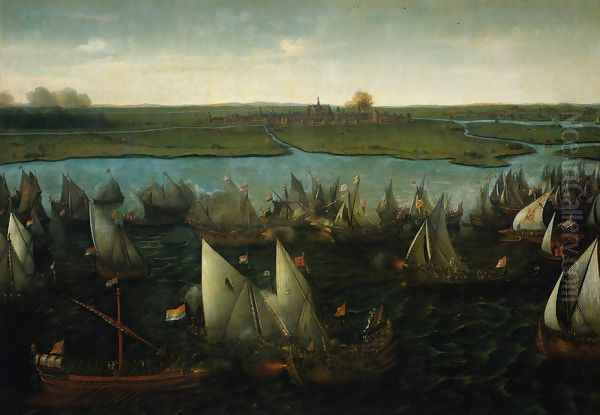 Battle of Haarlemmermeer, 26 May 1573 Oil Painting by Cornelis Hendricksz. The Younger Vroom