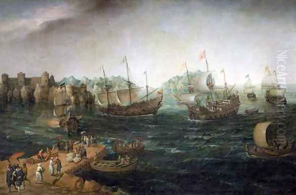 Ships Trading in the East Oil Painting by Cornelis Hendricksz. The Younger Vroom