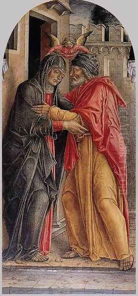 The Meeting of Anne and Joachim 1473 Oil Painting by Bartolomeo Vivarini