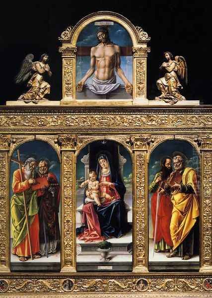 Virgin Enthroned with the Child on her Knee (polyptych) 1482 Oil Painting by Bartolomeo Vivarini