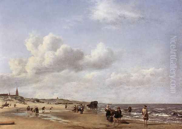 The Beach at Scheveningen 1658 Oil Painting by Adriaen Van De Velde