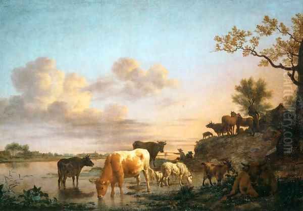 Animals by the River Oil Painting by Adriaen Van De Velde