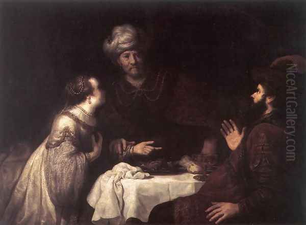 Esther and Haman before Ahasuerus 1638-40 Oil Painting by Jan Victors