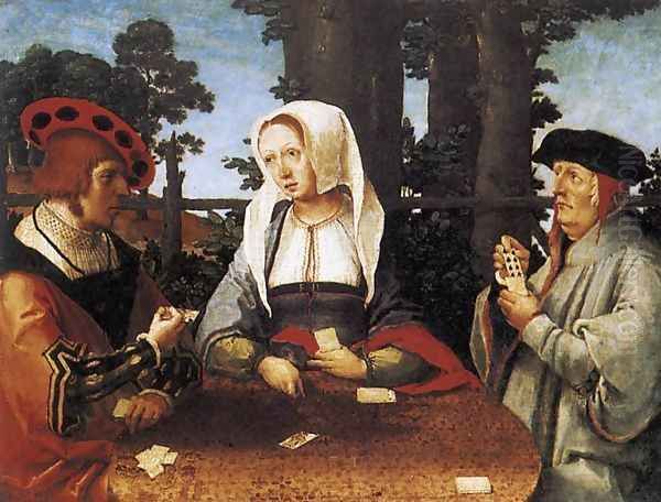 Card Players 1525 Oil Painting by Lucas Van Leyden