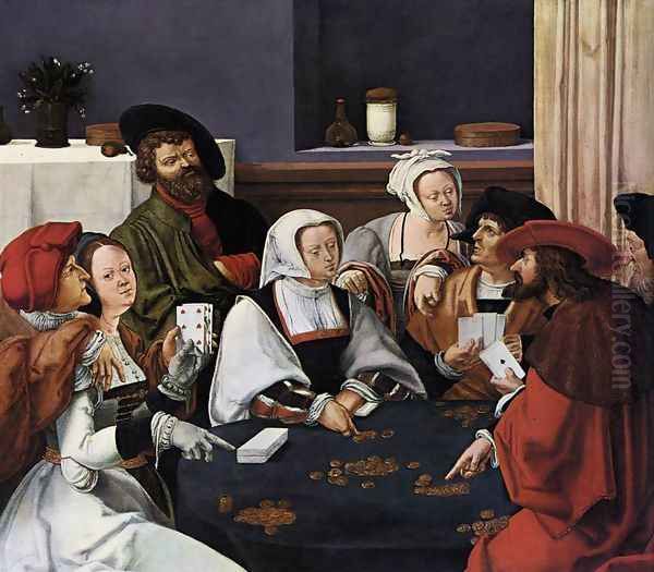 Card Players 1508-10 Oil Painting by Lucas Van Leyden