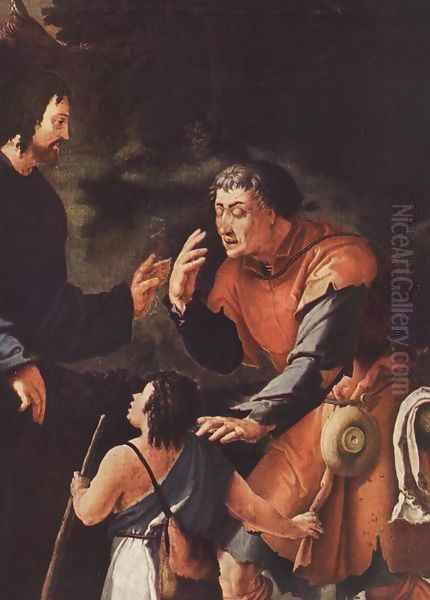 Christ Healing the Blind (detail) 1531 Oil Painting by Lucas Van Leyden