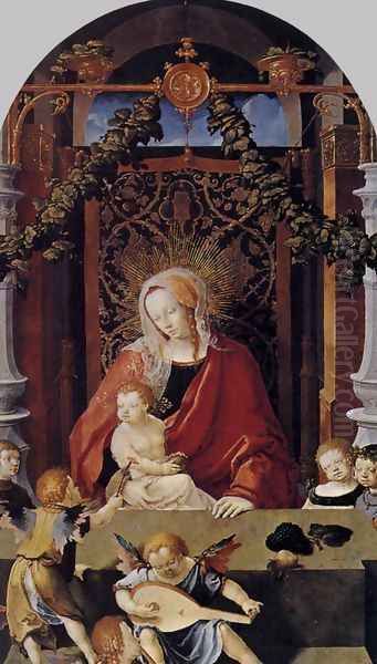 Virgin and Child with Angels c. 1520 Oil Painting by Lucas Van Leyden