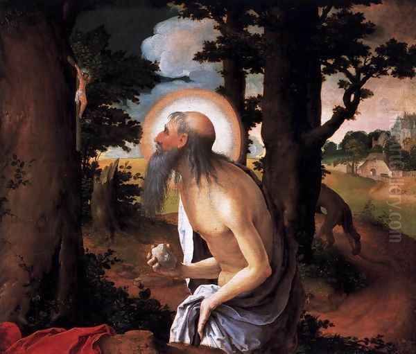 St Jerome Penitent Oil Painting by Lucas Van Leyden