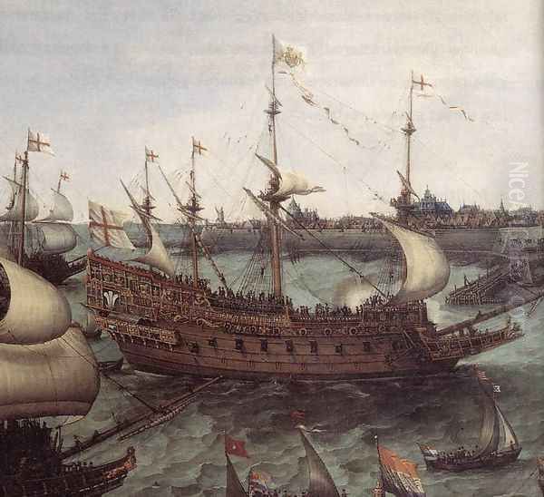 The Arrival At Vlissingen Of The Elector Palatinate Frederick V (detail) 1632 Oil Painting by Hendrick Cornelisz. Vroom