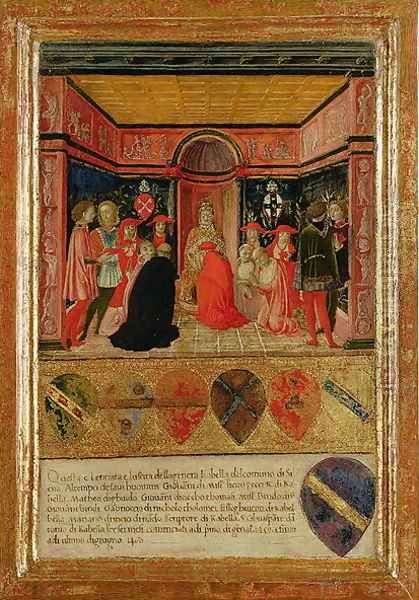 Pope Pius II (1405-64) Ordaining Cardinal Francesco Piccolomini Todeschi (1439-1503) 1460 Oil Painting by Lorenzo Di Pietro Vecchietta