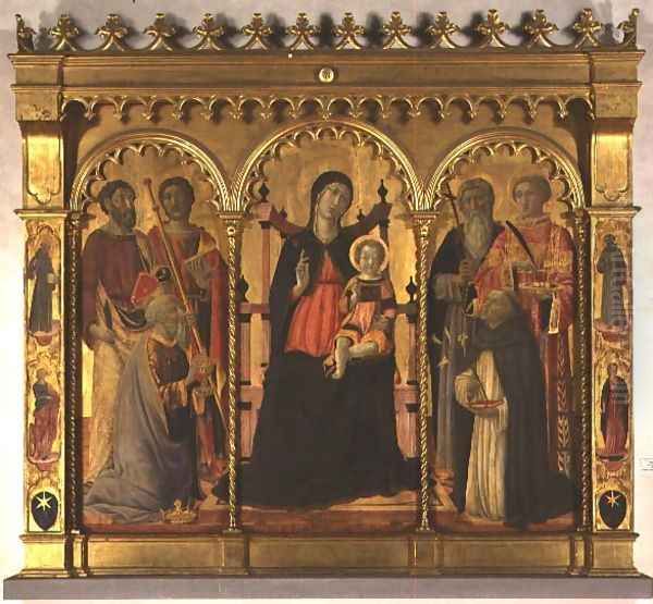 Madonna and Child Enthroned with Saints Oil Painting by Lorenzo Di Pietro Vecchietta