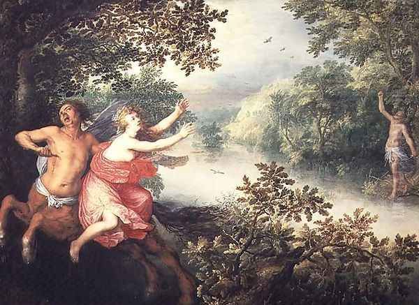 Hercules, Deianeira and the centaur Nessus, 1612 Oil Painting by David Vinckboons