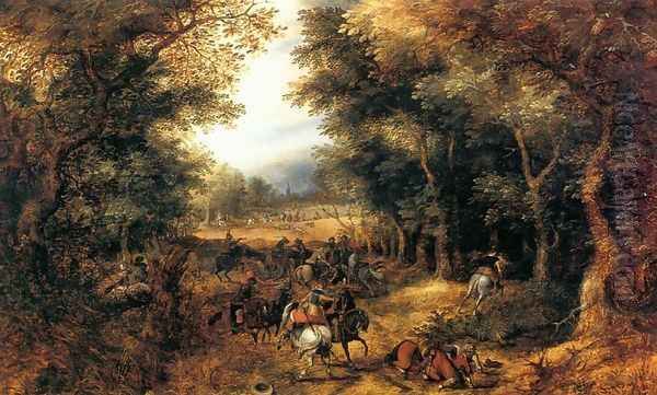 Forest Scene with Robbery Oil Painting by David Vinckboons