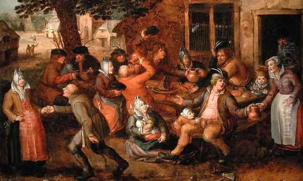 Peasants Merrymaking Oil Painting by David Vinckboons