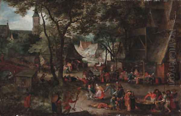 A village wedding, with peasants merrymaking Oil Painting by David Vinckboons