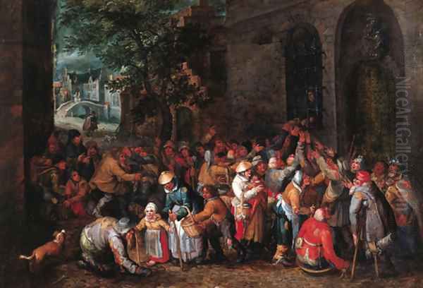 Feeding the poor Oil Painting by David Vinckboons