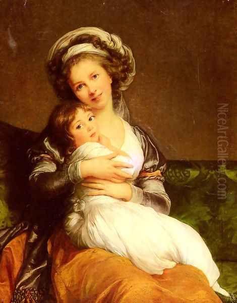 Madame Vigee-Lebrun et sa fille, Jeanne-Lucie-Louise (Mrs Vigee-Lebrun and her daughter, Jeanne-Lucie-Louise) Oil Painting by Elisabeth Vigee-Lebrun