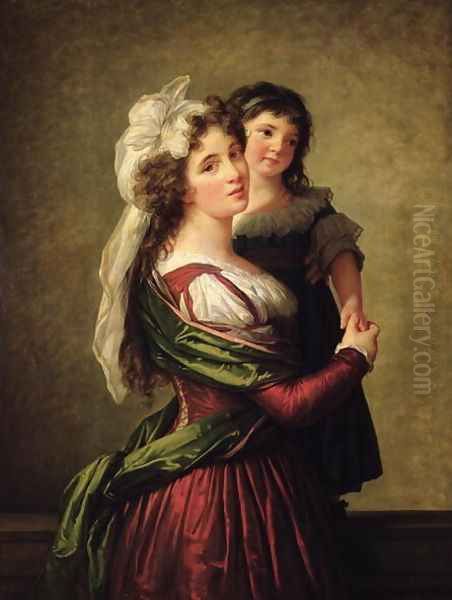 Madame Rousseau and her Daughter, 1789 Oil Painting by Elisabeth Vigee-Lebrun