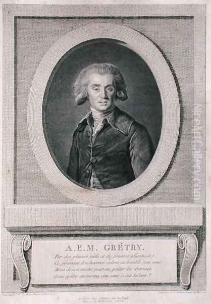 Andre Ernest Modeste Gretry 1741-1813 engraved by Louis Jacques Cathelin 1738-1804 1786 Oil Painting by Elisabeth Vigee-Lebrun