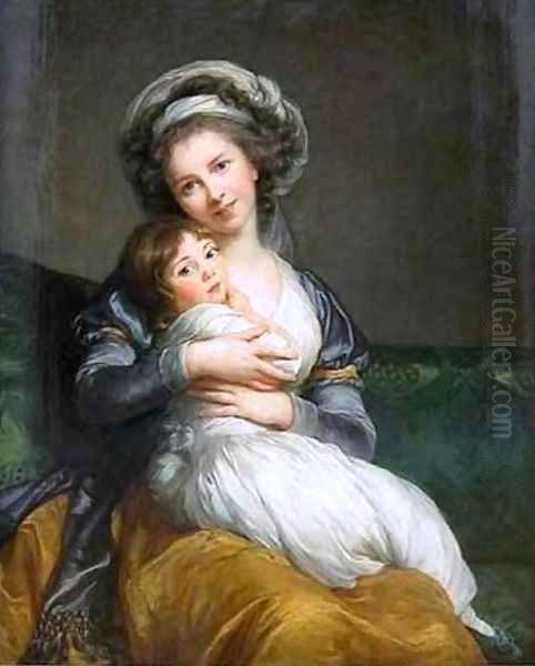 Self portrait with Daughter Oil Painting by Elisabeth Vigee-Lebrun