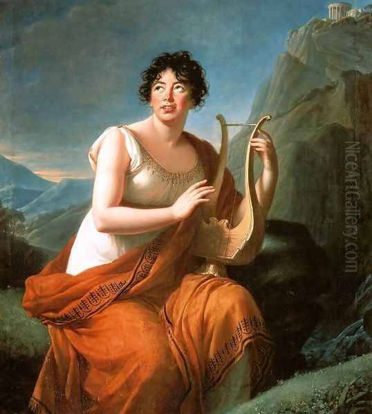 Portrait of Madame de Stael as Corinne on Cape Misenum Oil Painting by Elisabeth Vigee-Lebrun