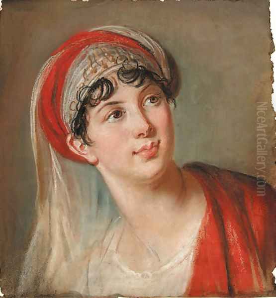 Portrait of Giuseppina Grassini, bust length, in the role of Zaira Oil Painting by Elisabeth Vigee-Lebrun