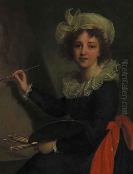 Self Portrait Of The Artist At Her Easel Oil Painting by Elisabeth Vigee-Lebrun