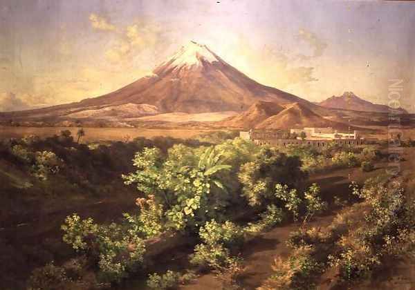 A Small Volcano in Mexican Countryside, 1887 Oil Painting by Jose Maria Velasco