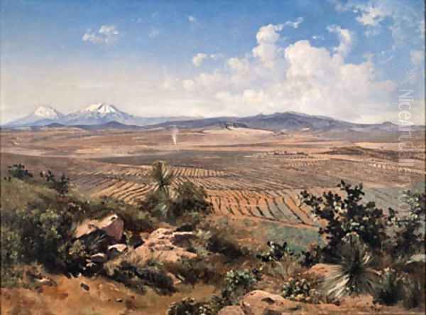 Hacienda de Chimalpa Oil Painting by Jose Maria Velasco