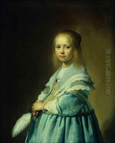 Portrait of a Girl Dressed in Blue Oil Painting by Johannes Cornelisz. Verspronck