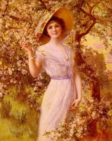 Fleurs De Cerise (Cherry Blossom) Oil Painting by Emile Vernon