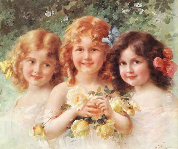 Three Sisters Oil Painting by Emile Vernon