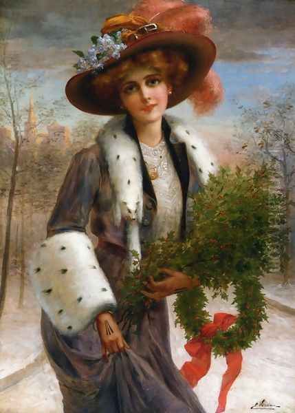 Seasons Greetings Oil Painting by Emile Vernon