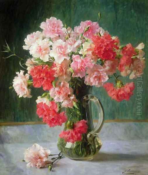 Still life of Carnations Oil Painting by Emile Vernon